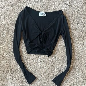 Princess Polly Black Long Sleeve Crop Blouse